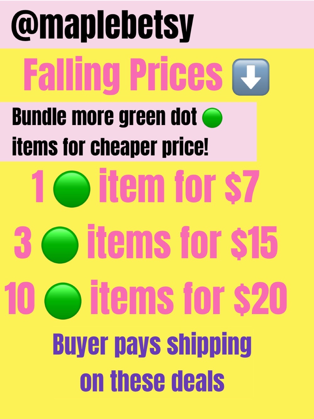 Green 🟢 dot clearance sale is on